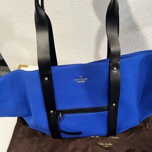 Kate Spade Neoprene Nylon Blue Black Leather Large Tote (Esta Street Babe)